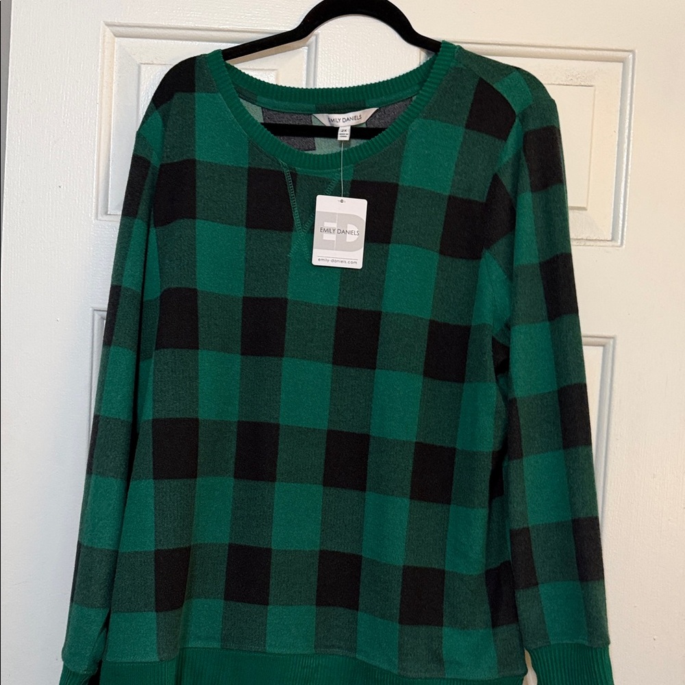 Emily Daniel’s Women's Green and Black Plaid Sweater